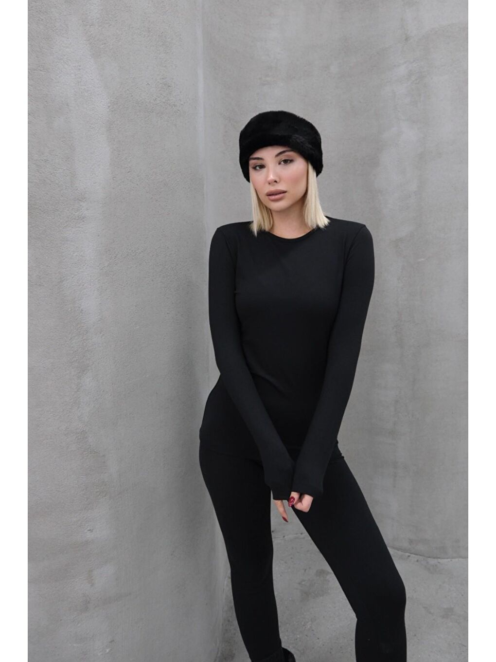 Kadın Uzun Kol Bisiklet Yaka Termal Takım 405152 / 409003 Siyah-4