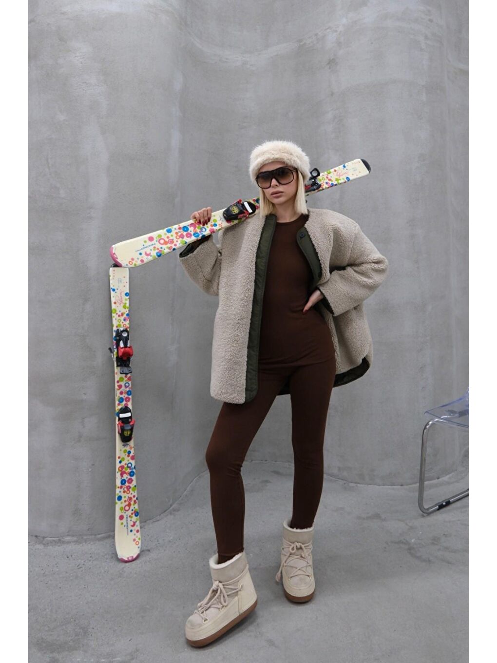 Kadın Uzun Kol Bisiklet Yaka Termal Takım 405152 / 409003 Kahverengi-2