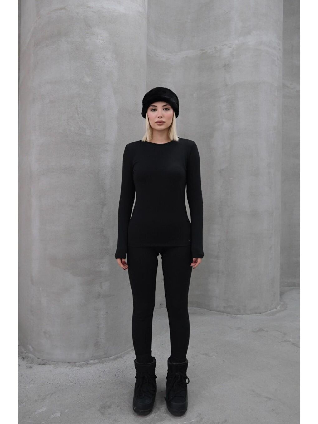 Kadın Uzun Kol Bisiklet Yaka Termal Takım 405152 / 409003 Siyah-11