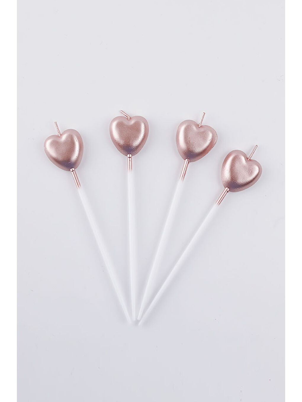 Pembe Rose 4'lü Kalp Mum-1