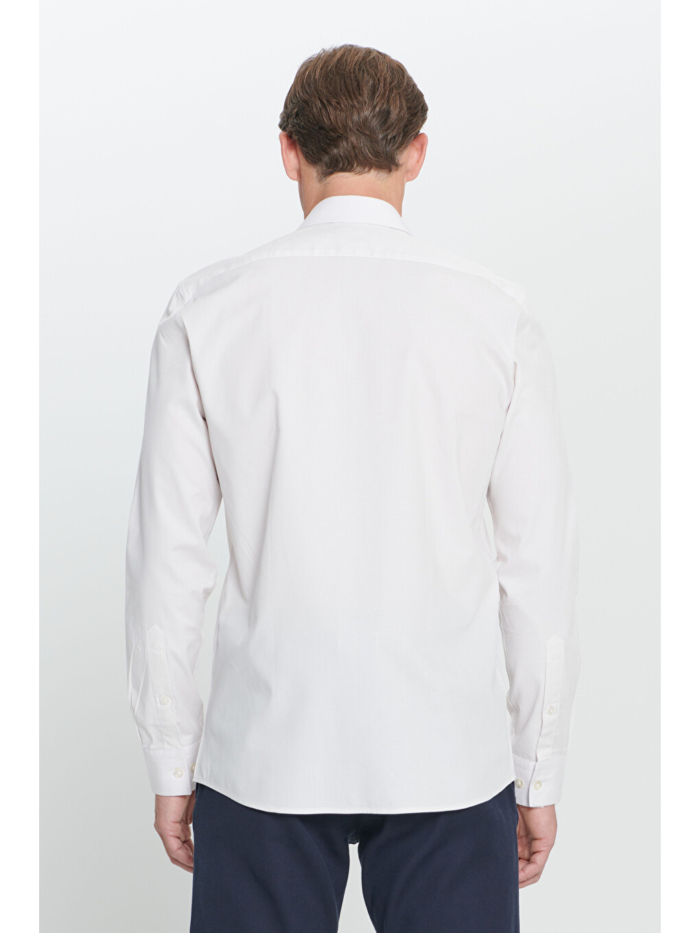 Erkek Bej Slim Fit Dar Kesim Küçük İtalyan Yaka Armürlü Gömlek-4