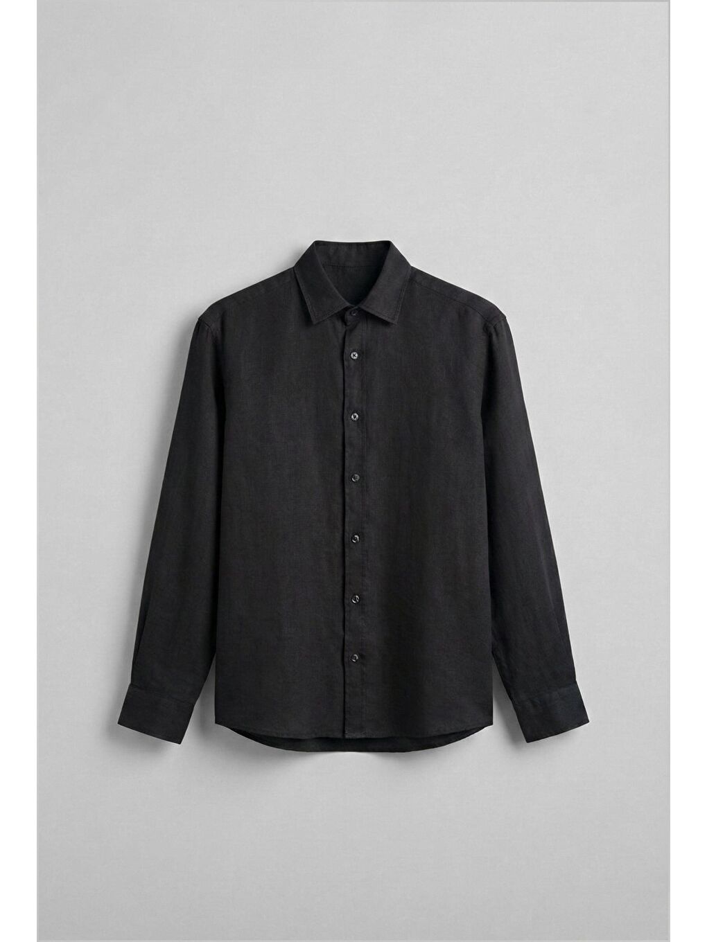 Erkek Uzun Kollu Regular Fit %100 Keten Gömlek Siyah