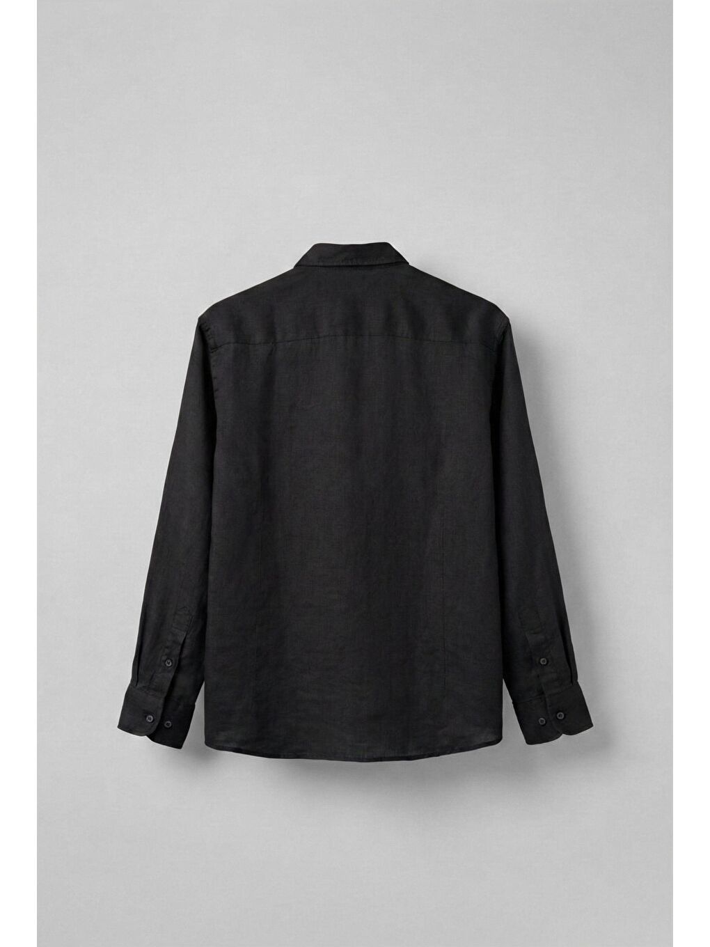 Erkek Uzun Kollu Regular Fit %100 Keten Gömlek Siyah-1