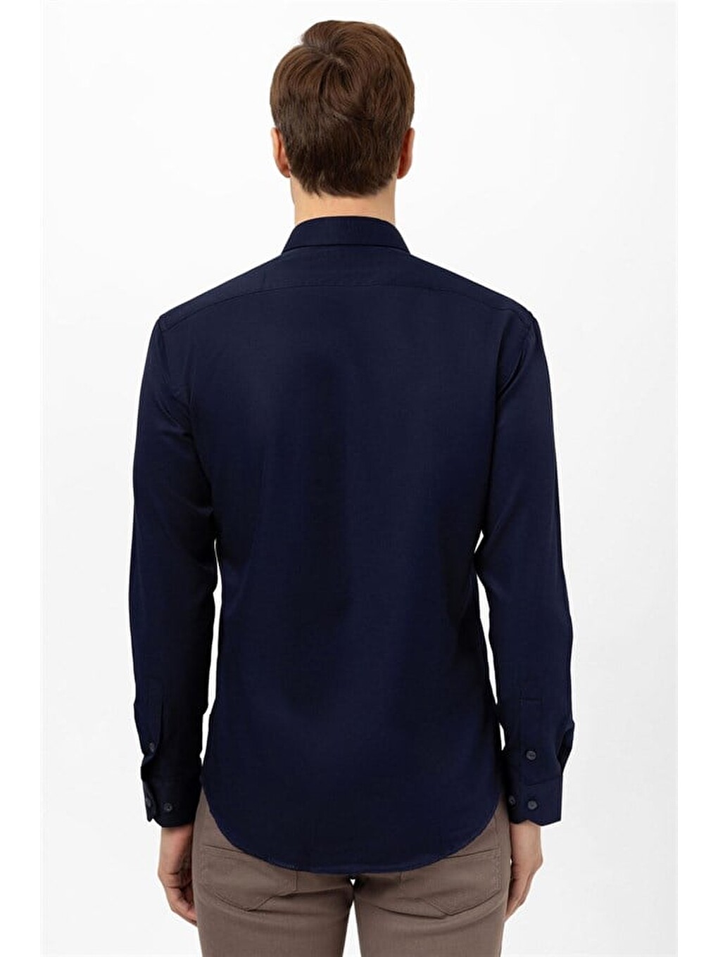 Lacivert Slim Klasik Yaka Casual Gömlek-5