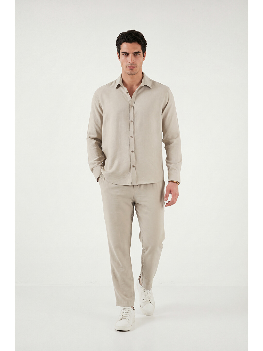 Bej Regular Fit Klasik Yaka Uzun Kollu Gömlek Cf26s121640-2