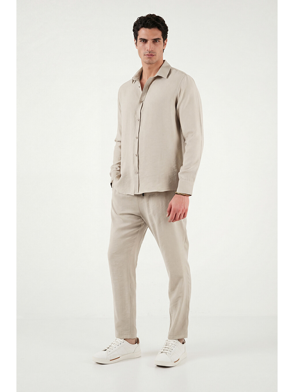 Bej Regular Fit Klasik Yaka Uzun Kollu Gömlek Cf26s121640-5