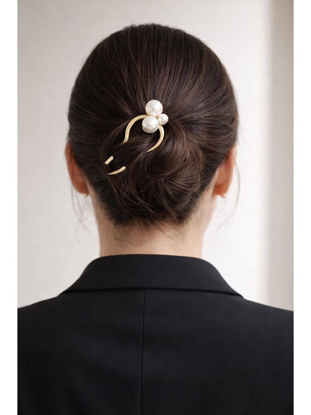 Sarı İnci Detaylı Topuz Tokası-3