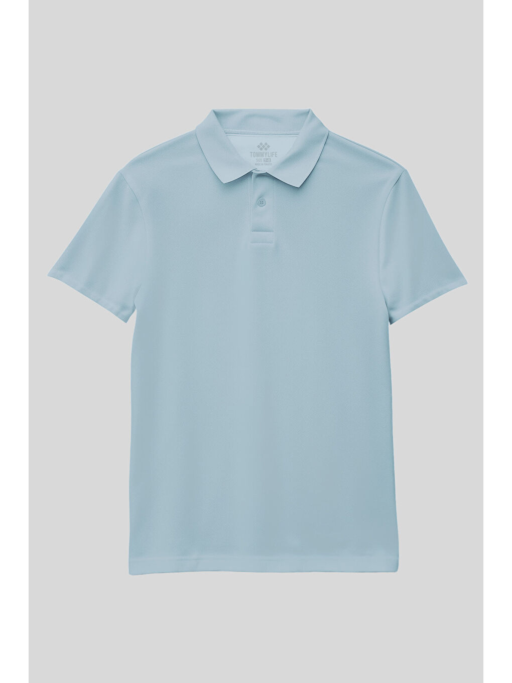 Açık Mavi Polo Yaka Standart Fit Basic Unisex T-Shirt - 11330