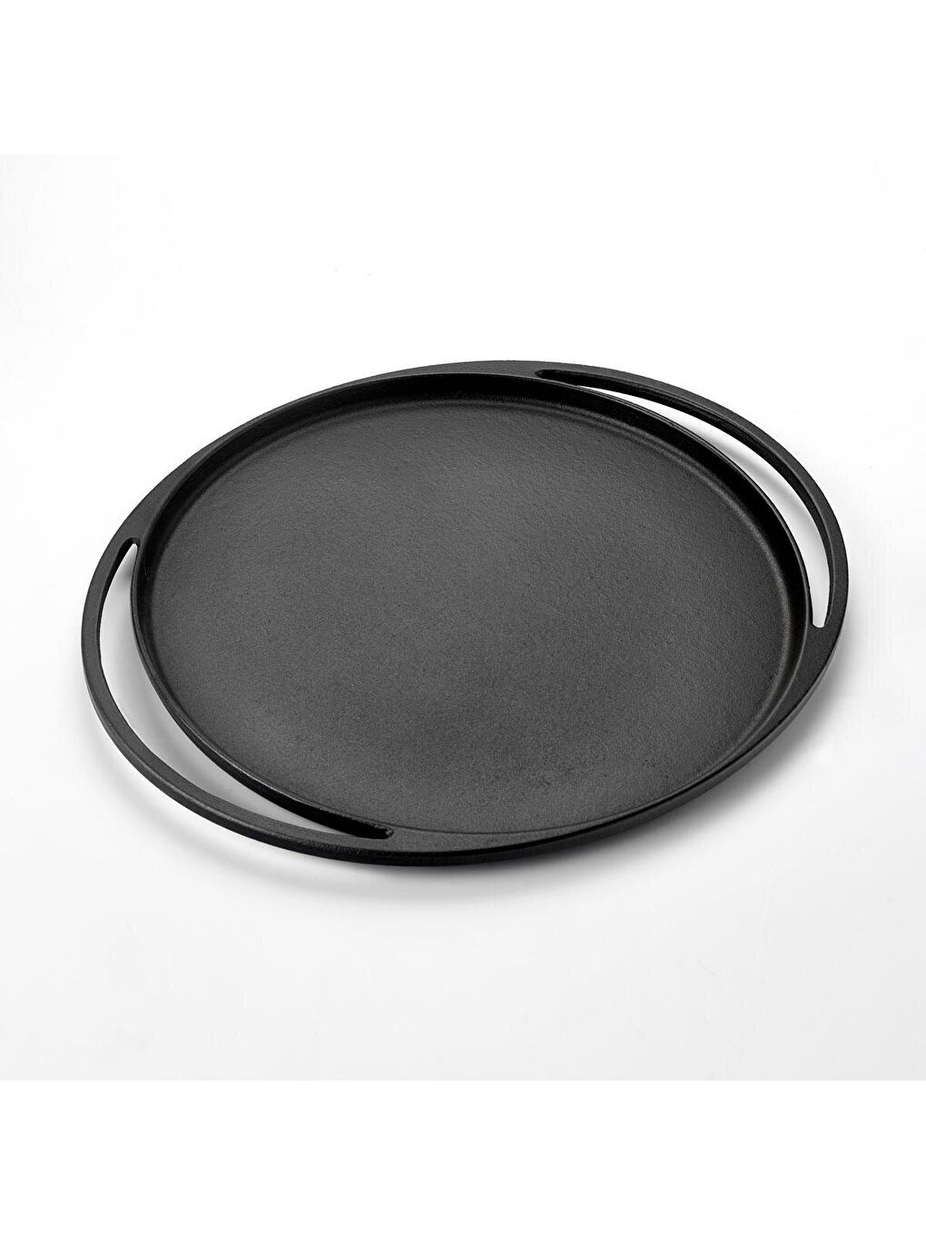 Siyah Yuvarlak Pizza Krep Pankek Tavası Döküm Demir Yekpare Çift Kulplu Çap(Ø)28cm.-1