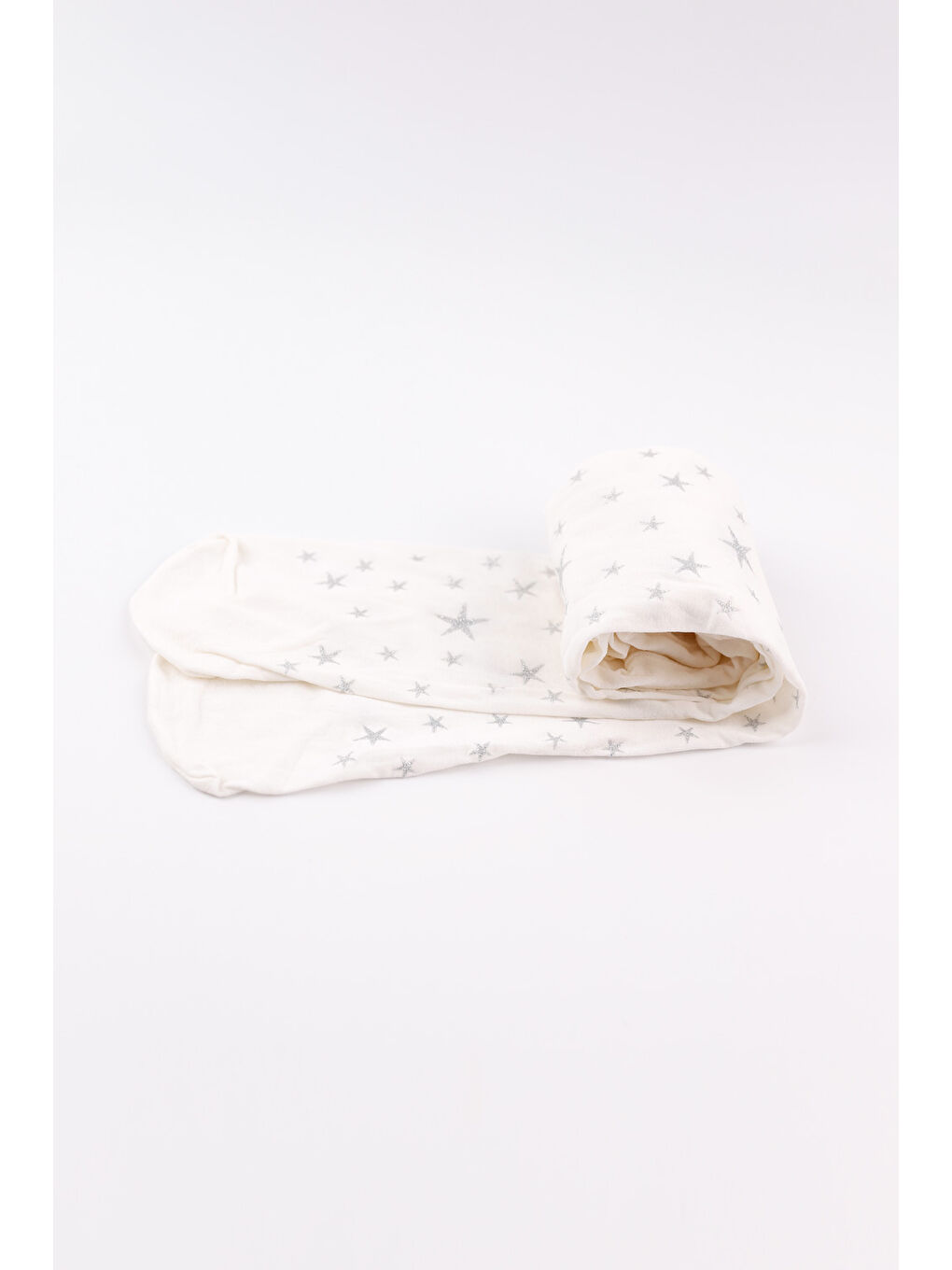 Ekru Simli Yıldızlı Kız Çocuk Muz Külotlu Çorap-1