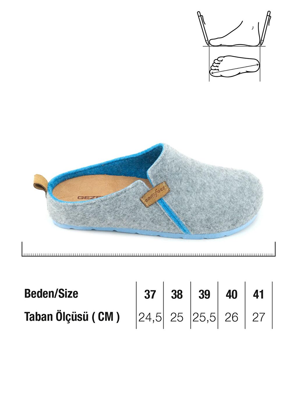 Gri Kışlık Keçe Comfort Taban Kadın Ev Bahçe Terlik-3