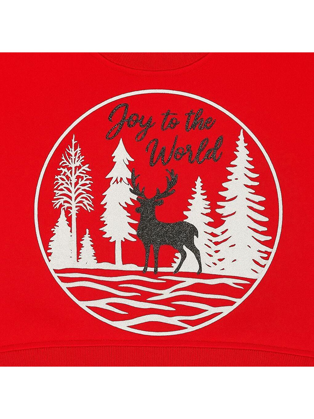 Kırmızı Kız Çocuk Kış Temalı Sweatshirt-1