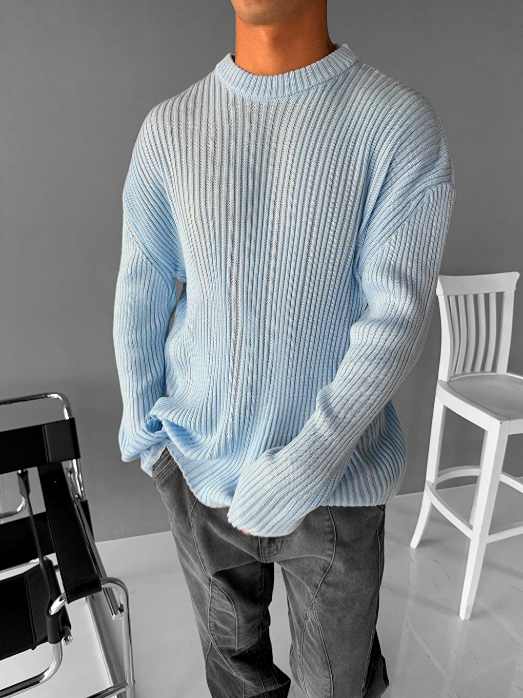 Mavi Unisex Oversize Kazak-2