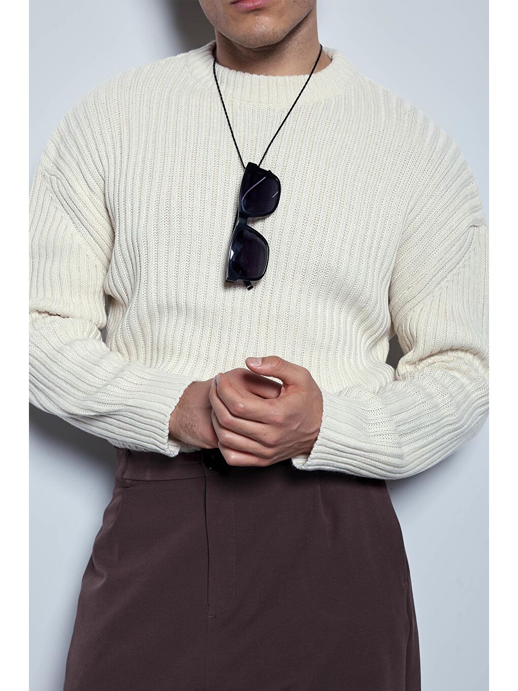 Erkek Regular Fit Kazak Bej