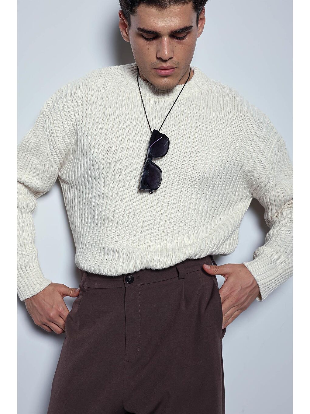 Erkek Regular Fit Kazak Bej-3