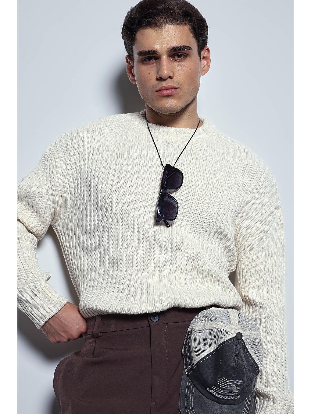 Erkek Regular Fit Kazak Bej-4