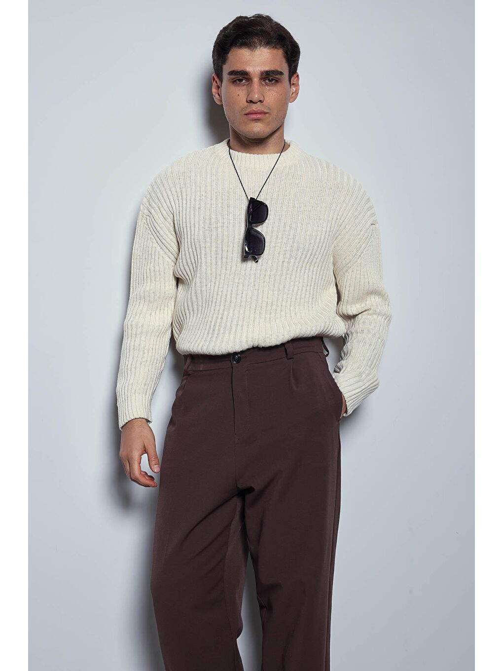 Erkek Regular Fit Kazak Bej-6