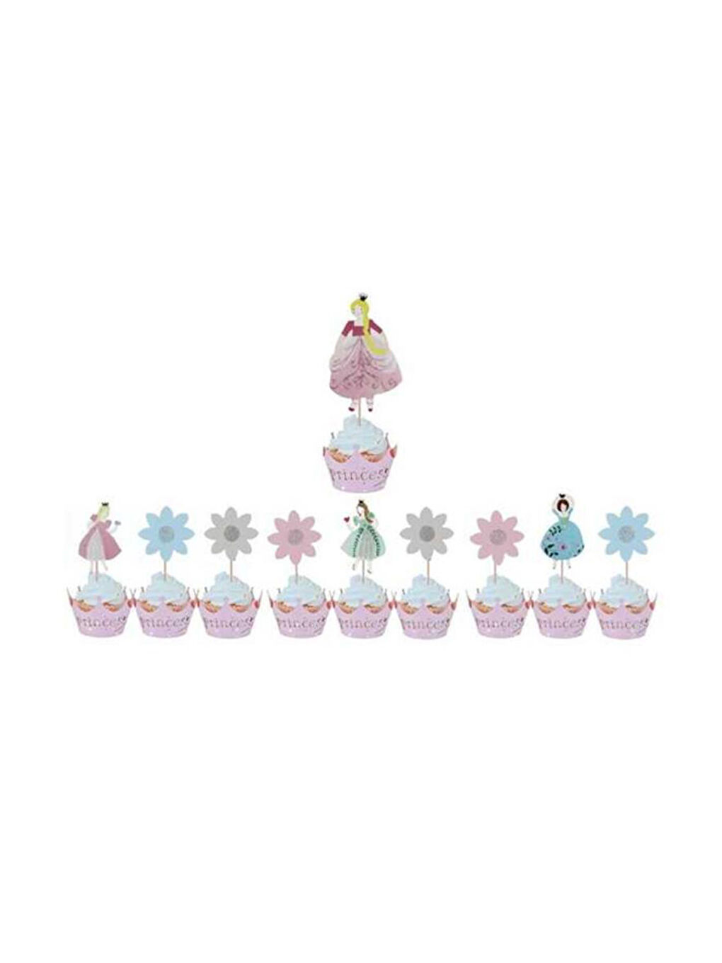 Karışık Çok Renkli Prenses Figürlü 10'lu Kürdan Pasta Süsü Set-1