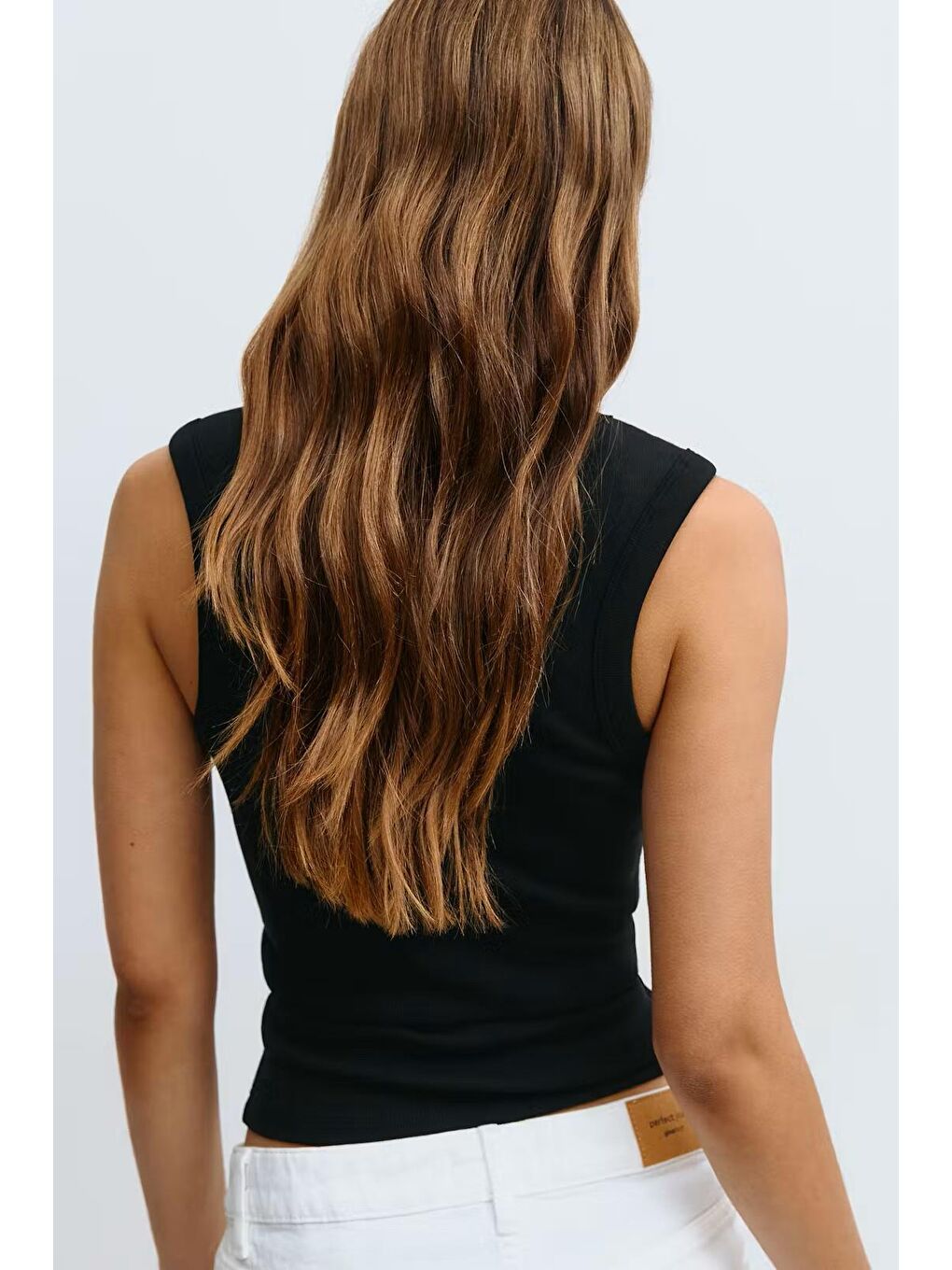 Siyah V Yaka Biyeli Kadın Atlet Mg2292-1