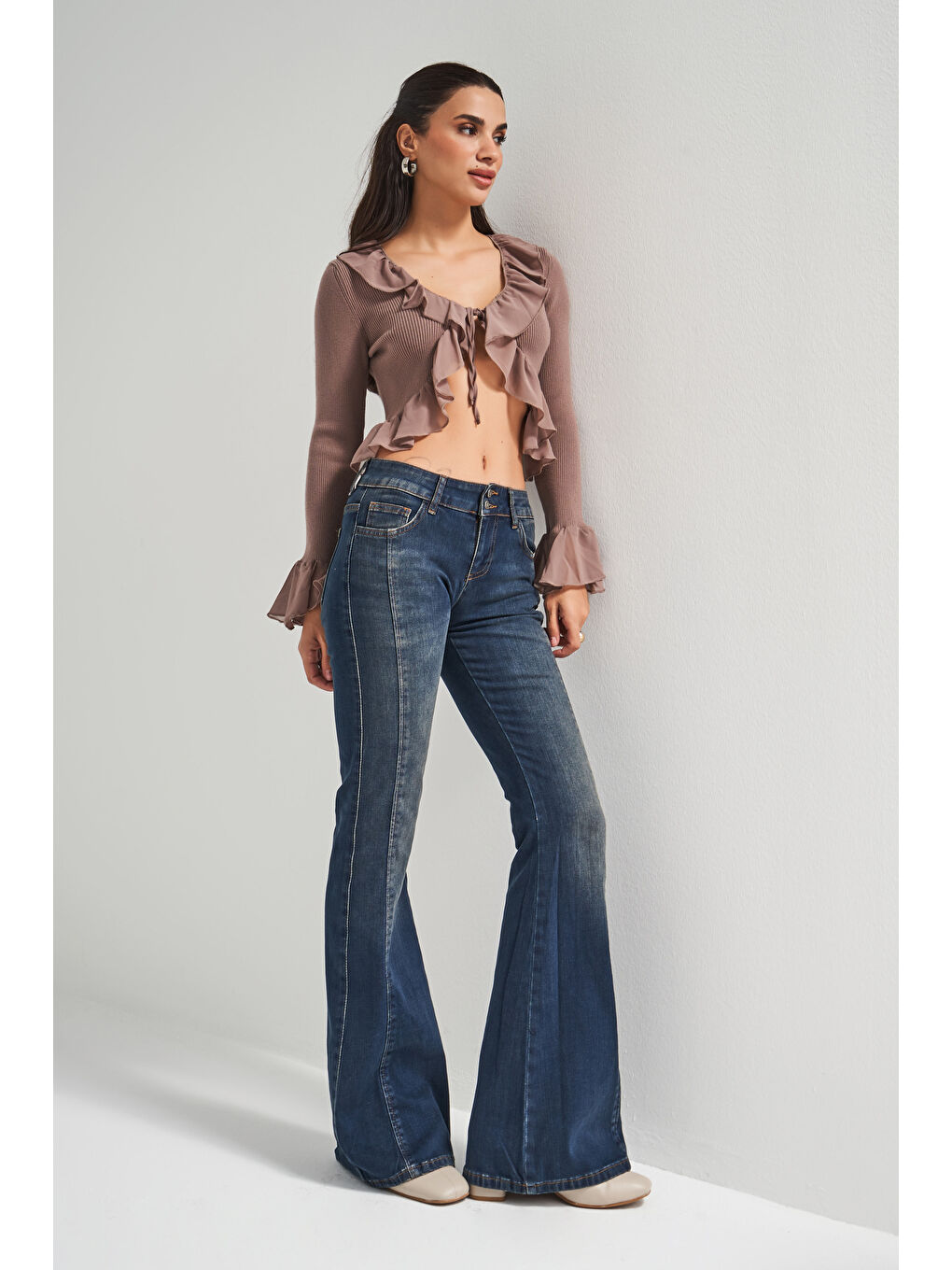 Mavi Kadın Jean Rengi 2w5-8 Mid Rise Flare Fit Süper Esnek Kumaş İspanyol Paça Denim Jean-2