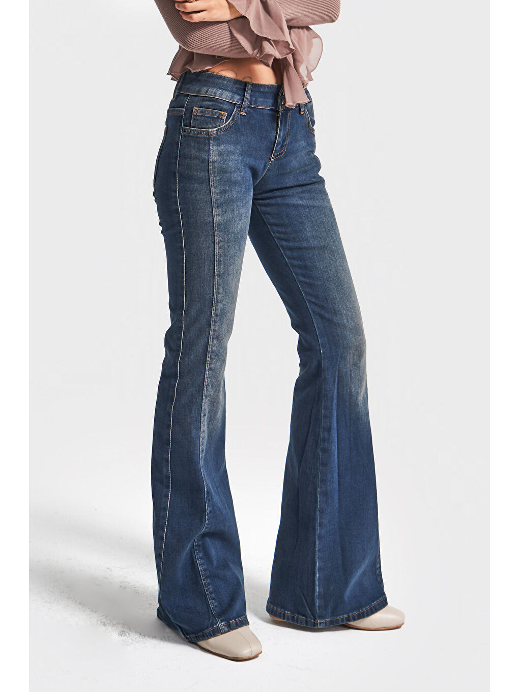 Mavi Kadın Jean Rengi 2w5-8 Mid Rise Flare Fit Süper Esnek Kumaş İspanyol Paça Denim Jean-3