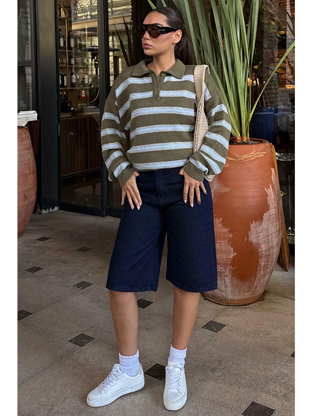 Lacivert Kadın Bermuda Şort Mg2539-7