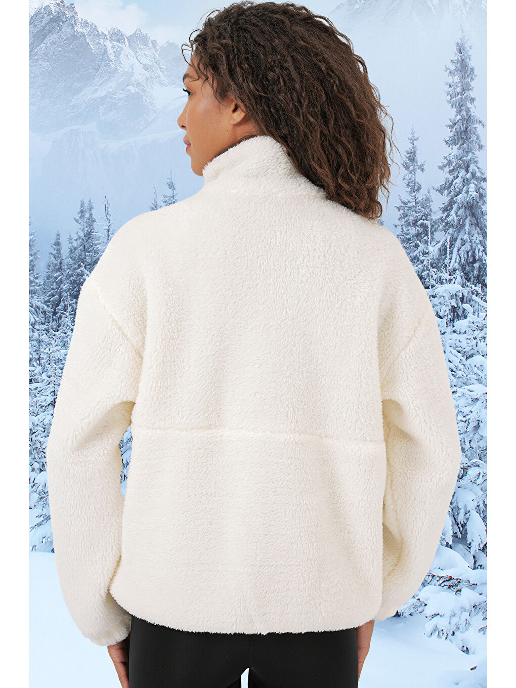 5194 Kadın Pelüş Mont Ceket   Siyah-5