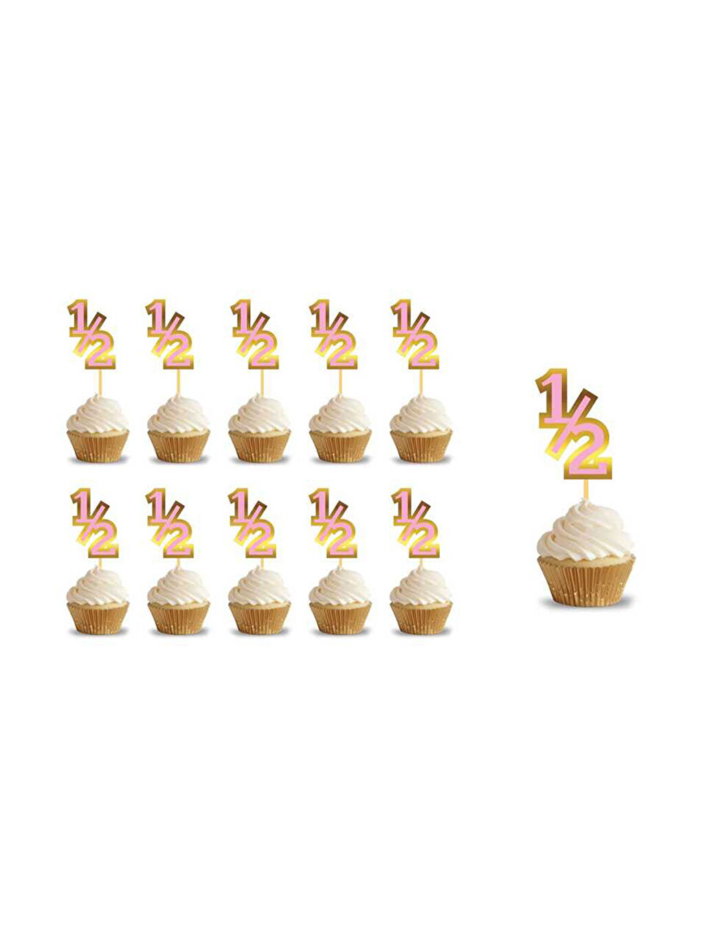 Pembe 1/2 Rakamı Kürdan Pasta Süsü-1