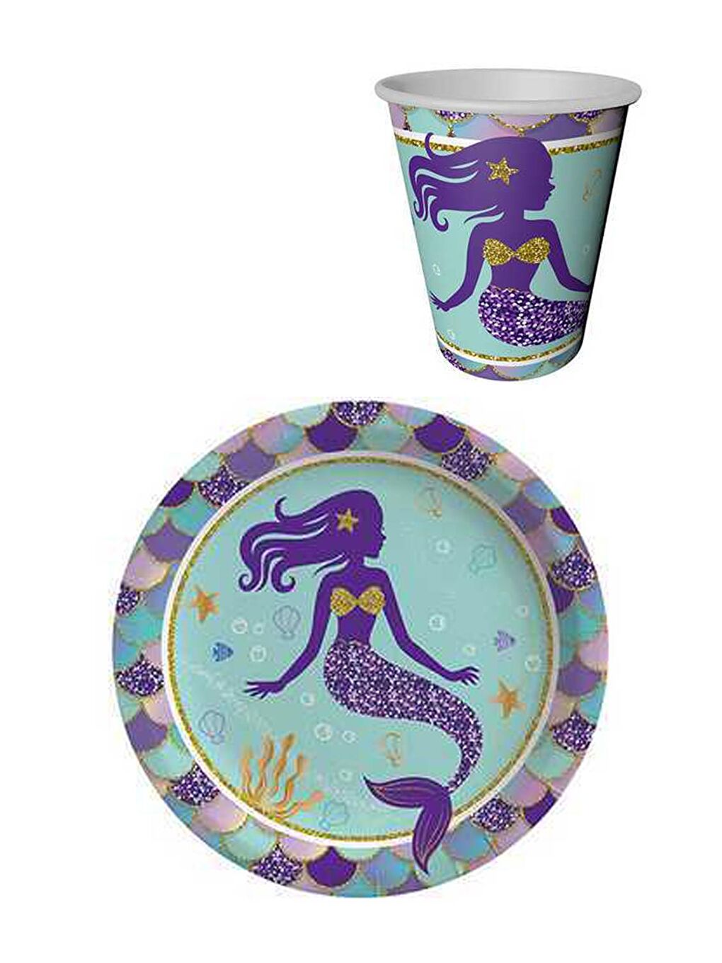 Lila 5'li Deniz Kızı Parti Seti-1