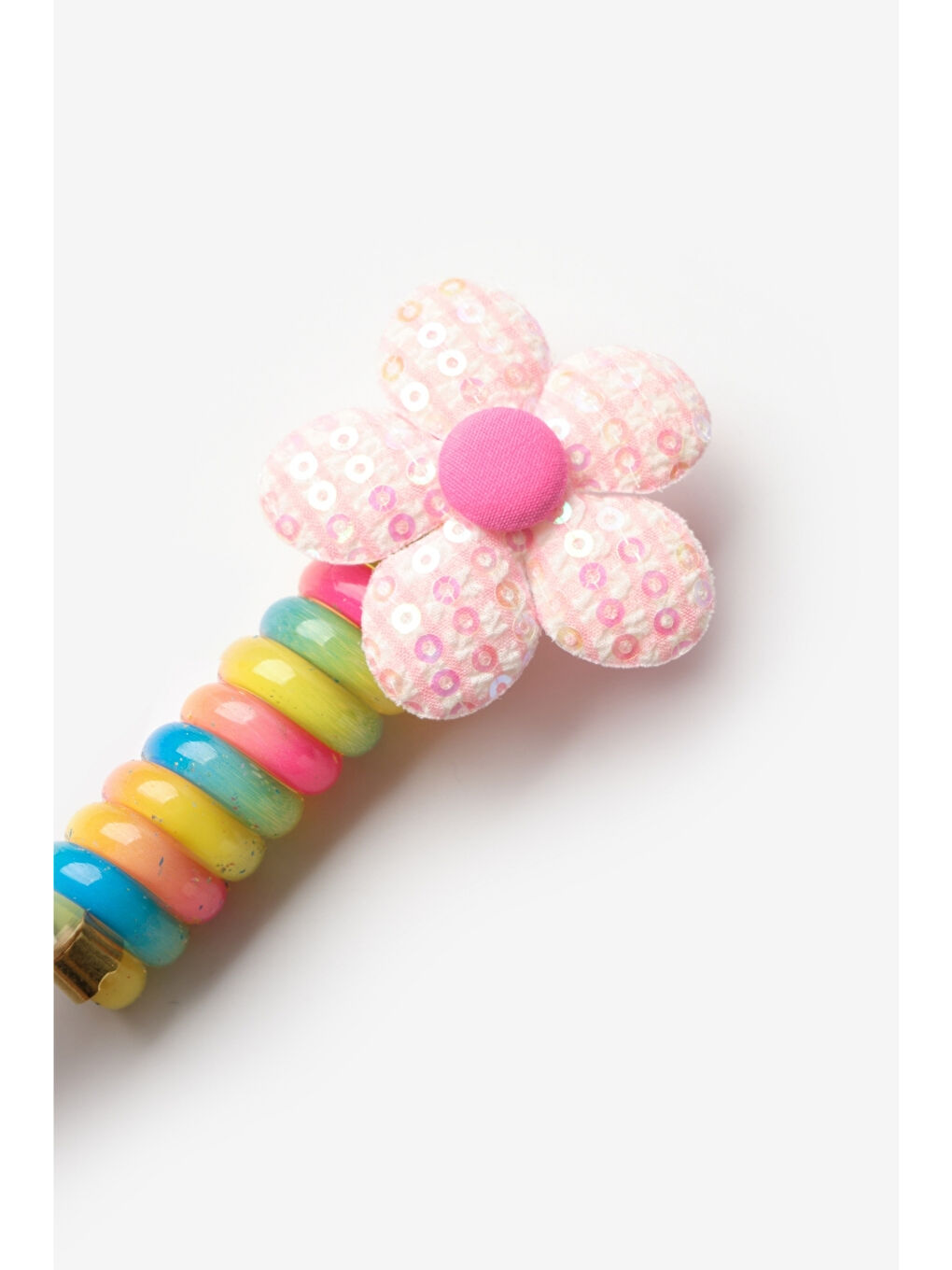 Pembe Kumaş Çiçekli Kız Çocuk Makarna Toka-1