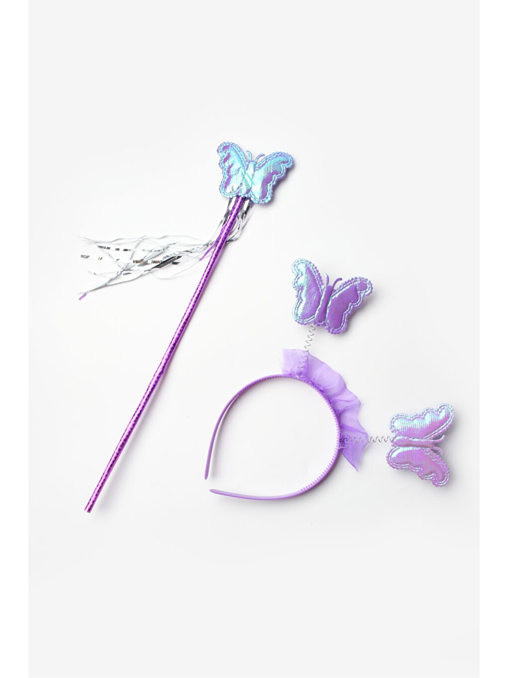 Karışık Çok Renkli Kelebek Kanat Asa Taç 3'lü Set-1