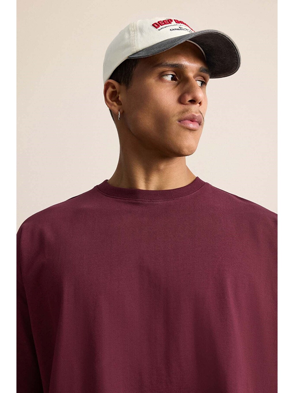 Erkek Boxy Fit Basic %100 Pamuklu Tişört Kırmızı-3