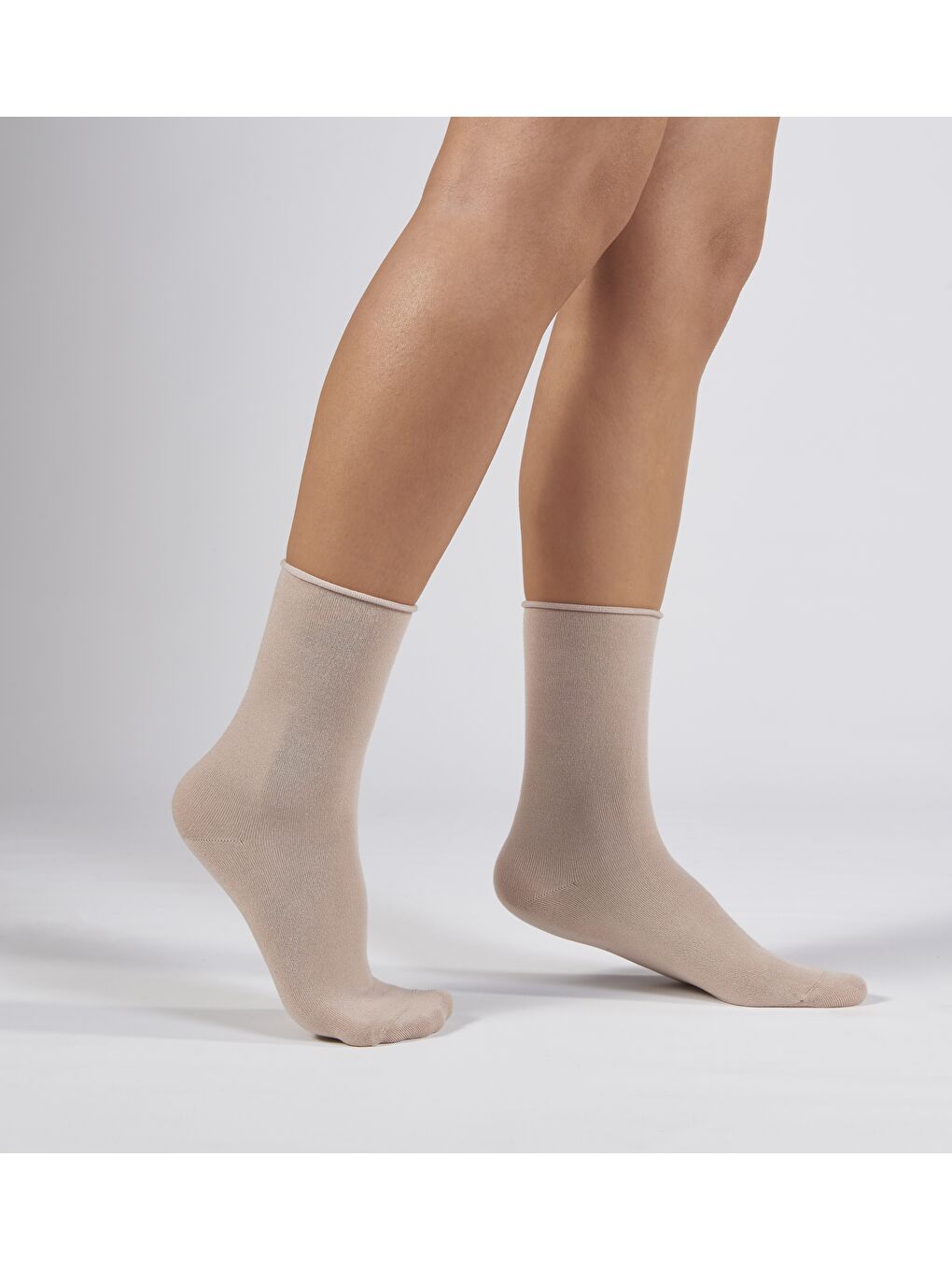 Bej Modal Lastiksiz Dikişsiz Kadın Soket Çorap 36-41-2