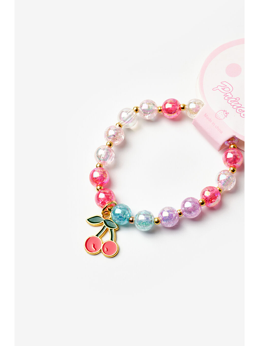Karışık Çok Renkli Kiraz Figürlü Kız Çocuk Boncuk Bileklik-1