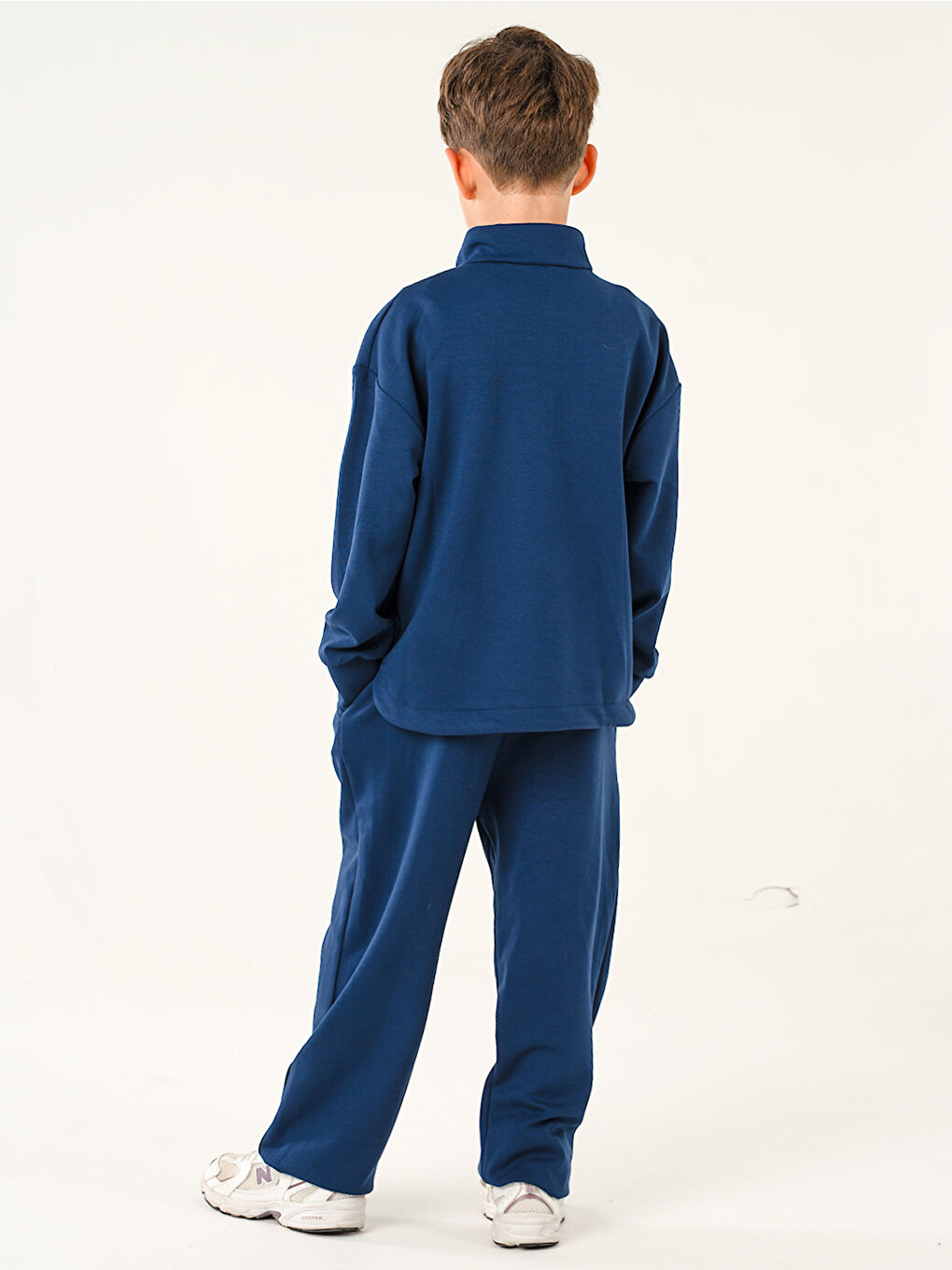 Erkek Çocuk Zipper İndigo Yumuşak Modal Eşofman Takım-4