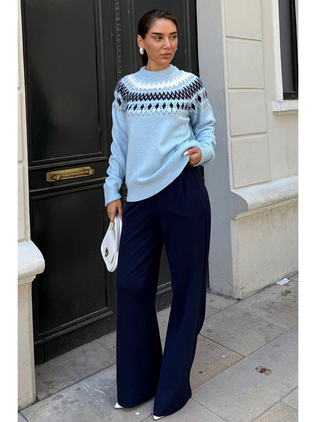 Lacivert Çift Pileli Kemerli Pantolon Mg2330-6