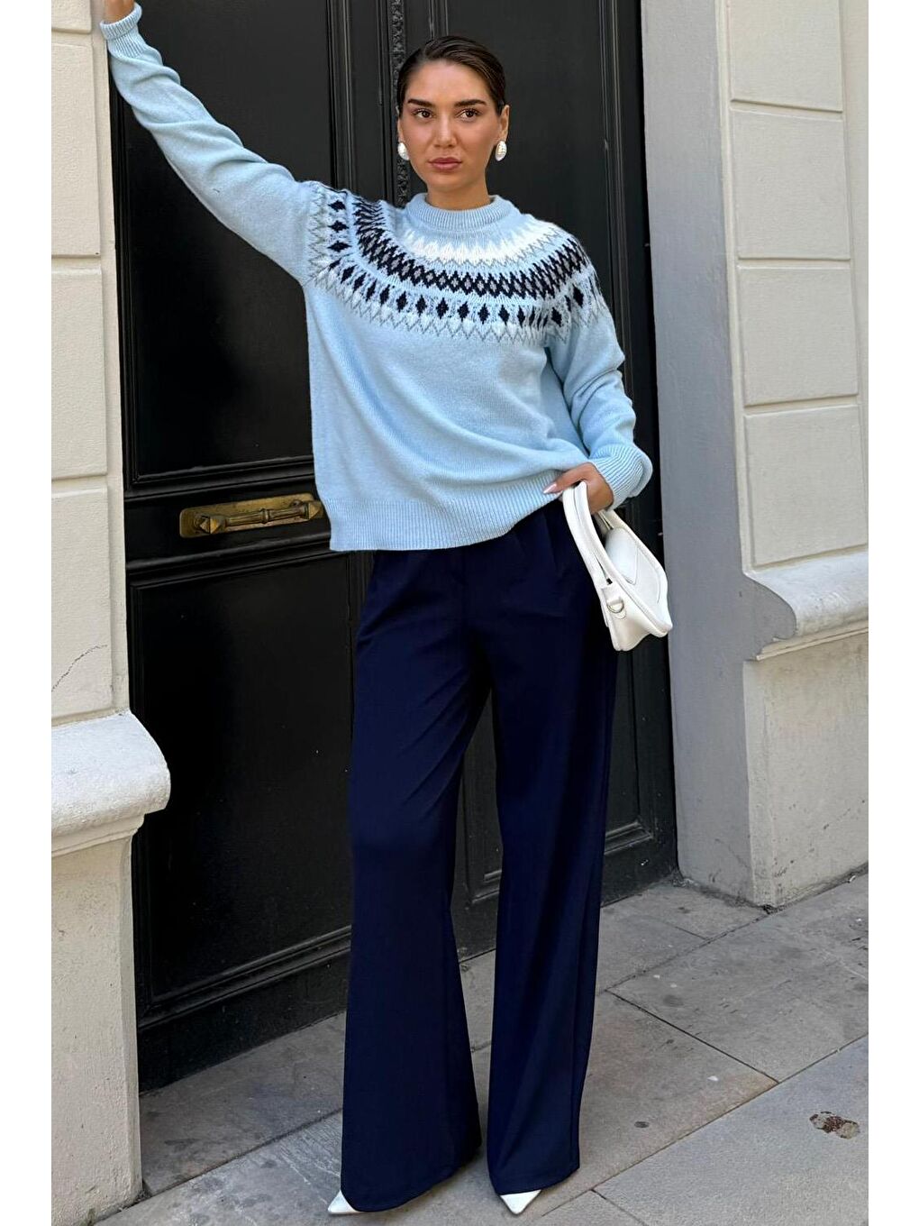 Lacivert Çift Pileli Kemerli Pantolon Mg2330-7