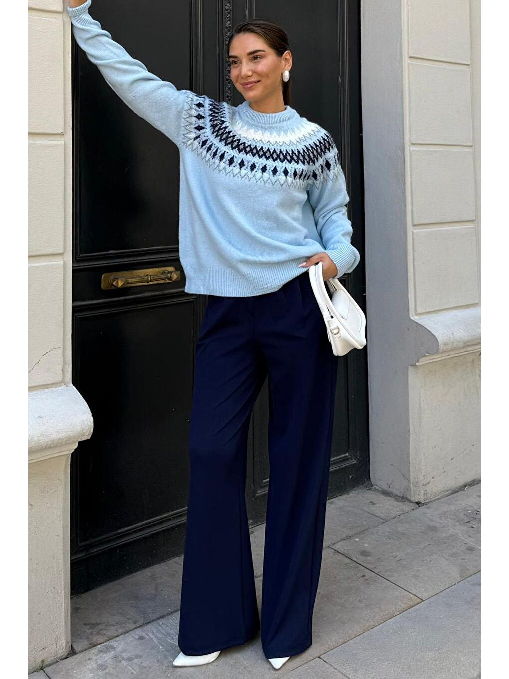 Lacivert Çift Pileli Kemerli Pantolon Mg2330-8