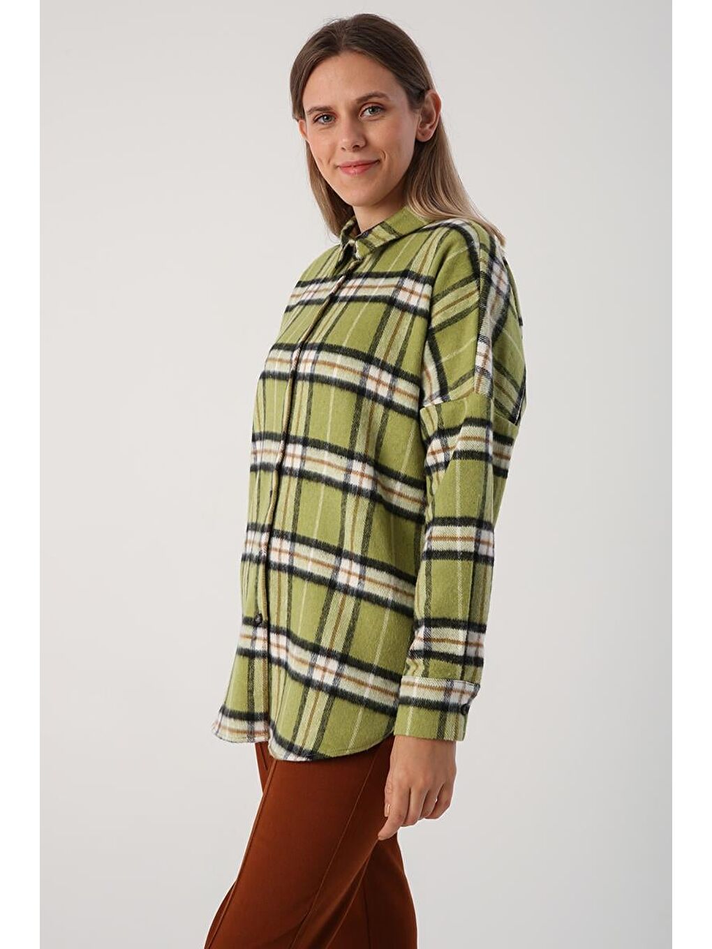 Yeşil-Siyah Oversize Oduncu Gömlek Tunik-1