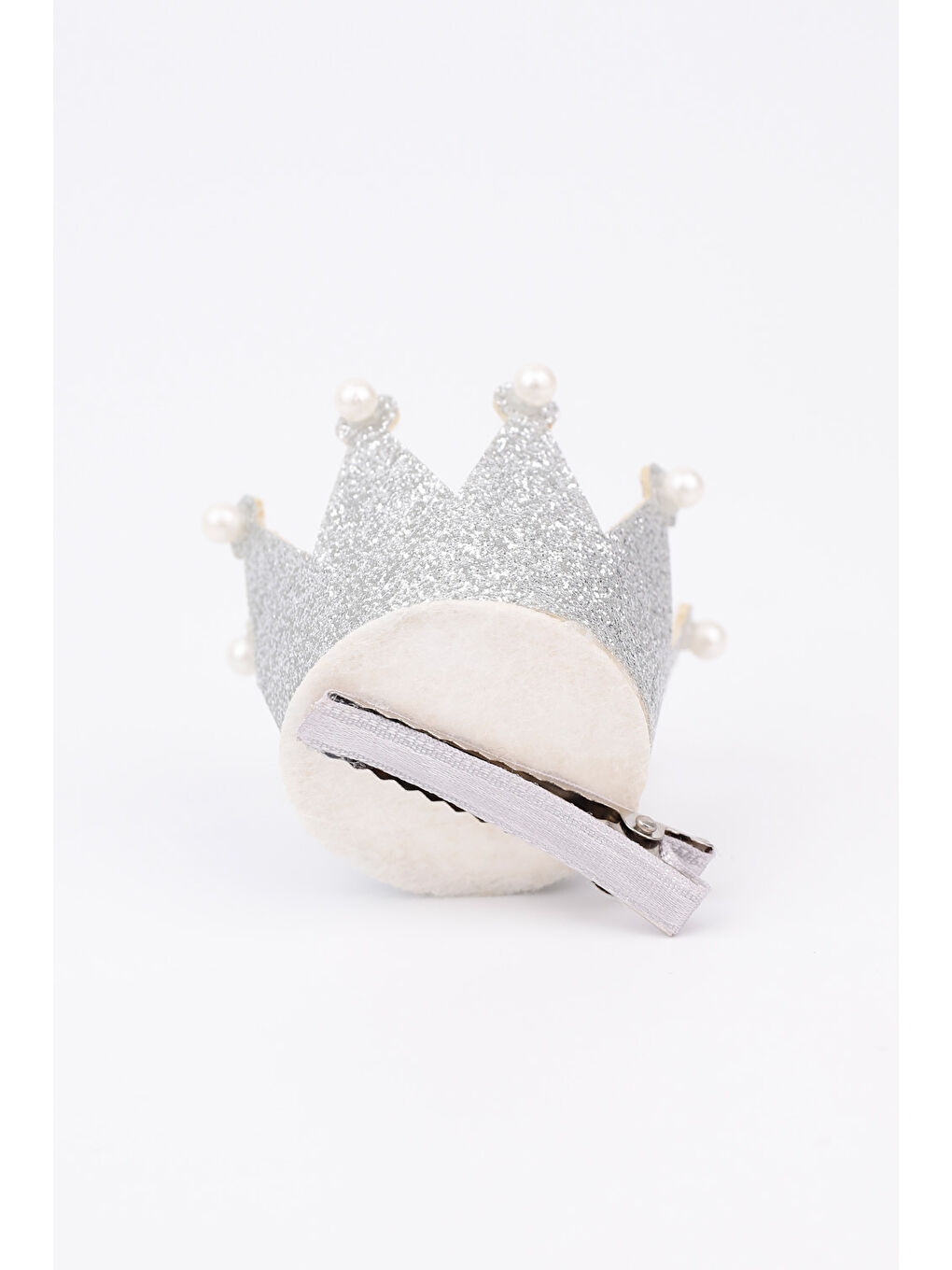 Gri Gümüş İnci Detaylı Kraliçe Kız Çocuk Klips Toka-1