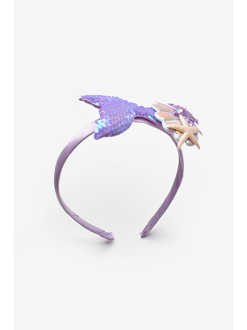 Lila Payetli Deniz Kızı Figürlü Kız Çocuk Taç-1