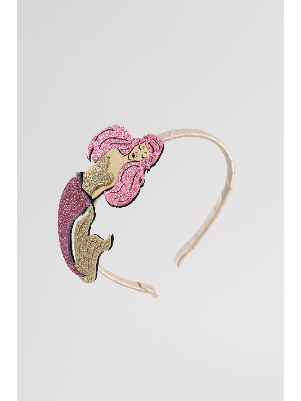 Sarı Altın Simli Deniz Kızı Figürlü Kız Çocuk Taç-1