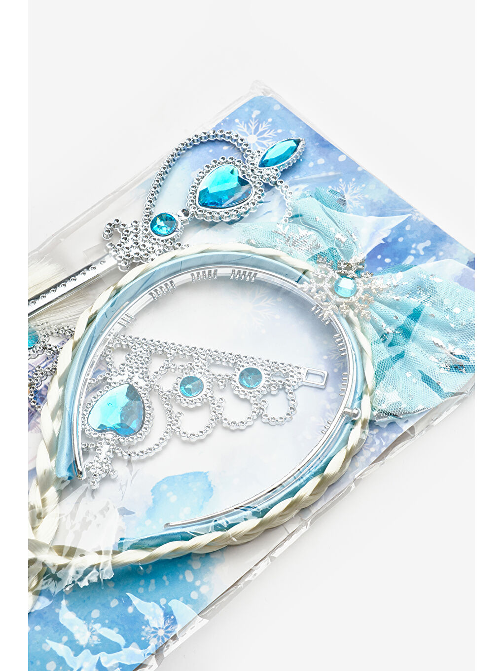 Mavi Elsa Model Kız Çocuk Asa Taç Set-1