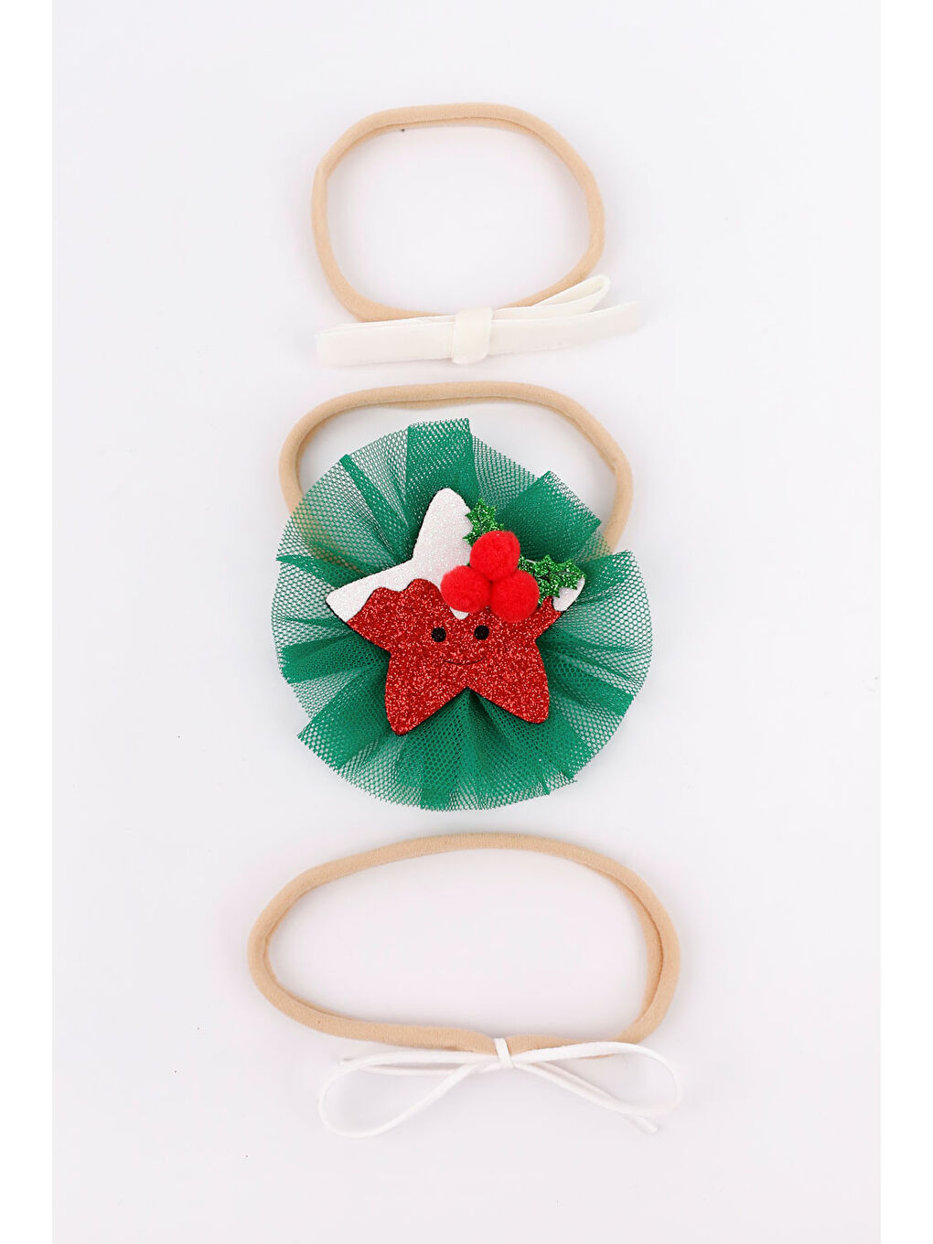 Kırmızı Simli Yıldız 3'lü Kız Çocuk Saç Bandı Set-1