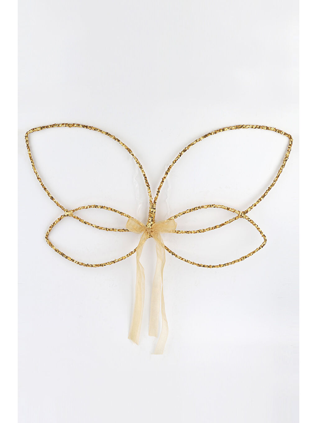 Sarı Altın Simli Kelebek Kanat Asa Taç 3'lü Set-1