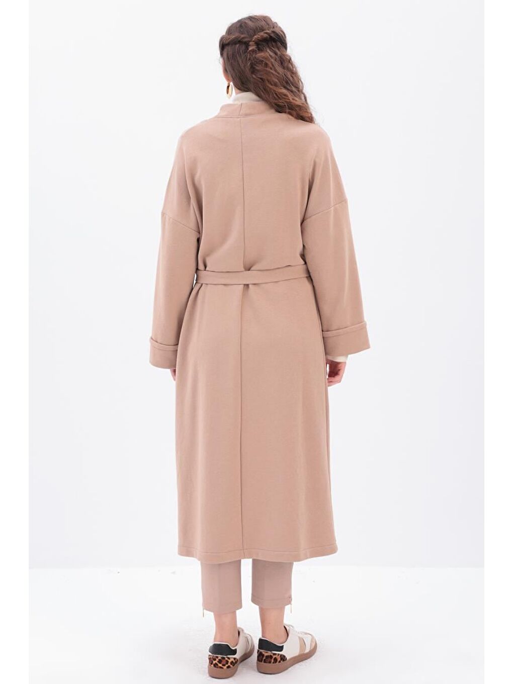 Bej Kolu Katlamalı Sweat Hırka-3