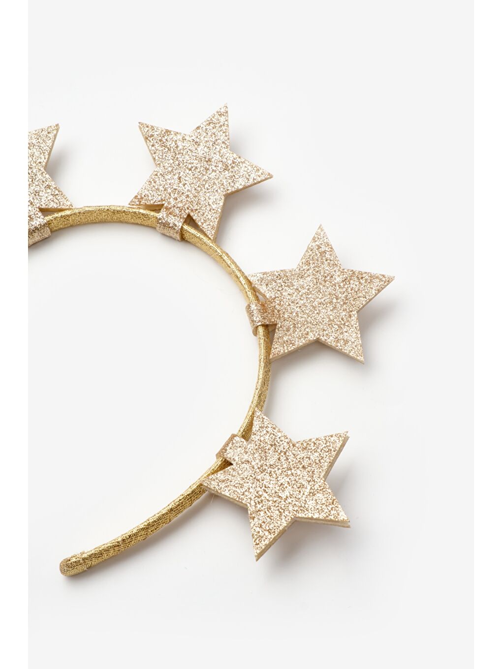 Sarı Altın 5'li Yıldız Figürlü Kız Çocuk Taç-1