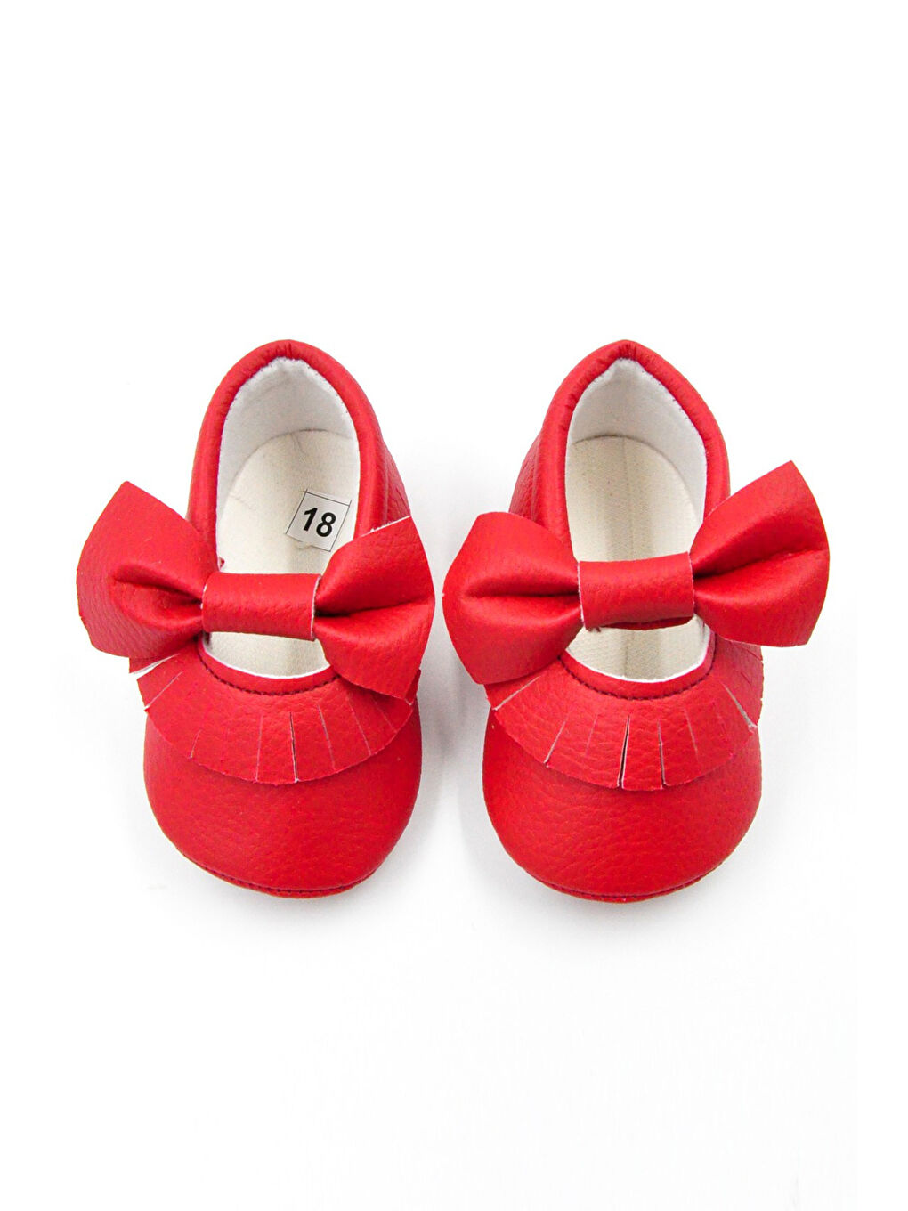 Kırmızı Fiyonk Püsküllü Bebek Ayakkabı-1