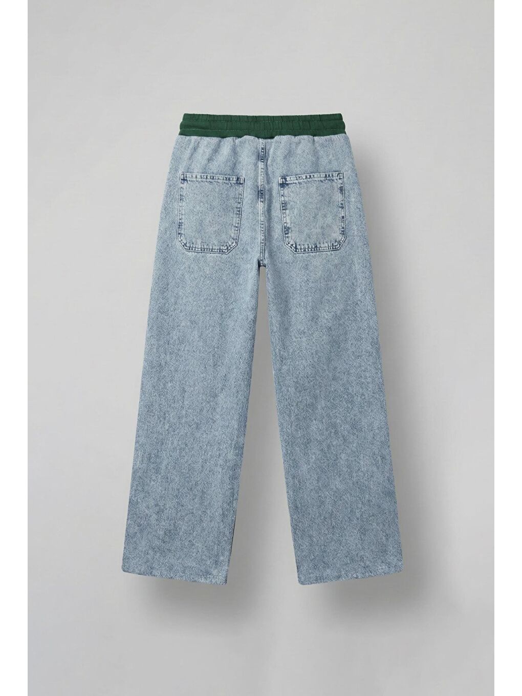 Baggy Fit Şerit Detaylı Duo Jean Yeşil-1