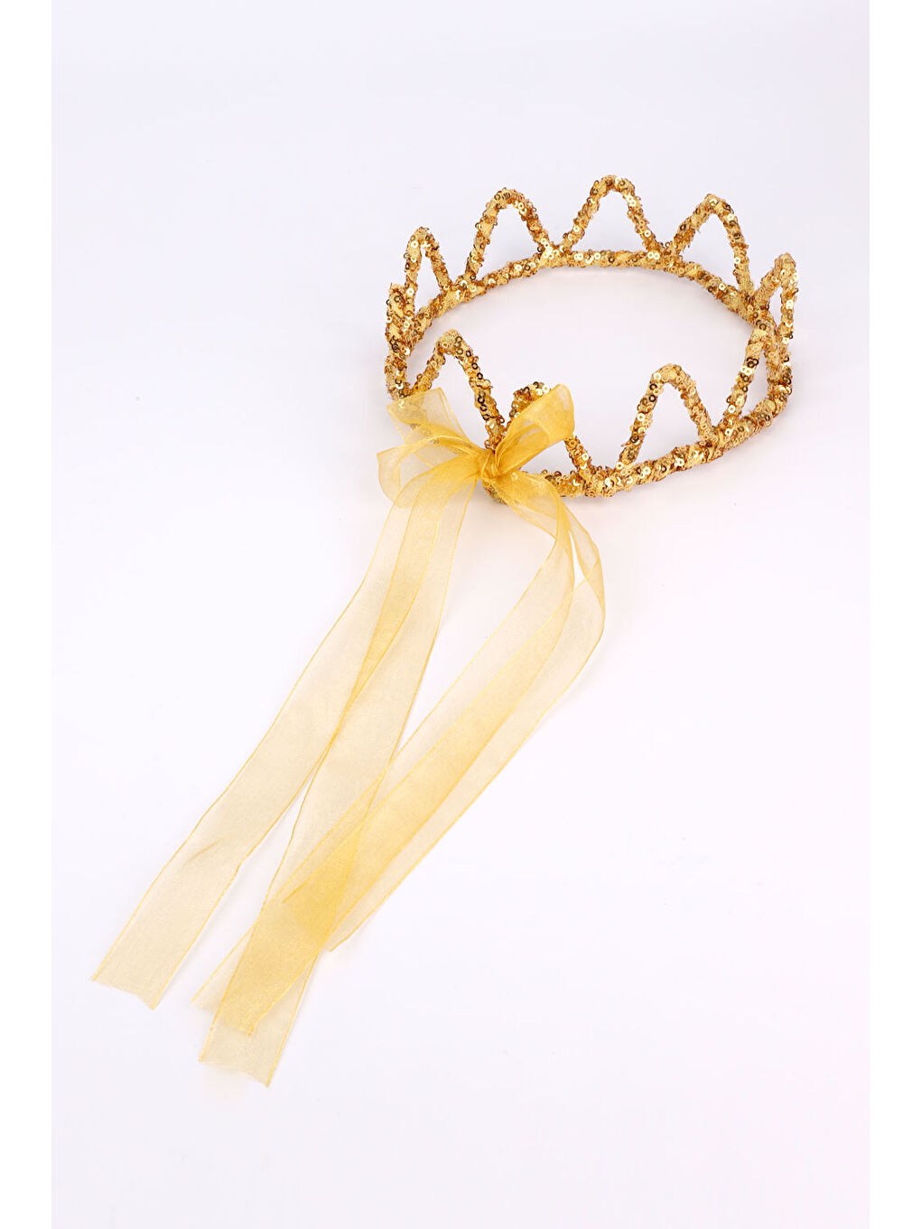 Sarı Altın Yuvarlak Payetli Kız Çocuk Kraliçe Taç-1